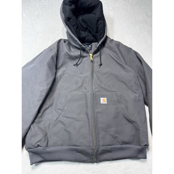 Carhartt Mens 0J0140-M Quilted Flannel Lined Duck Active Jacket Gravel L - Picture 1 of 8